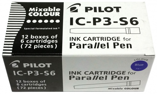 Упаковка из 12шт по 6 картриджей (72 картриджа) для Pilot Parallel Pen, синие